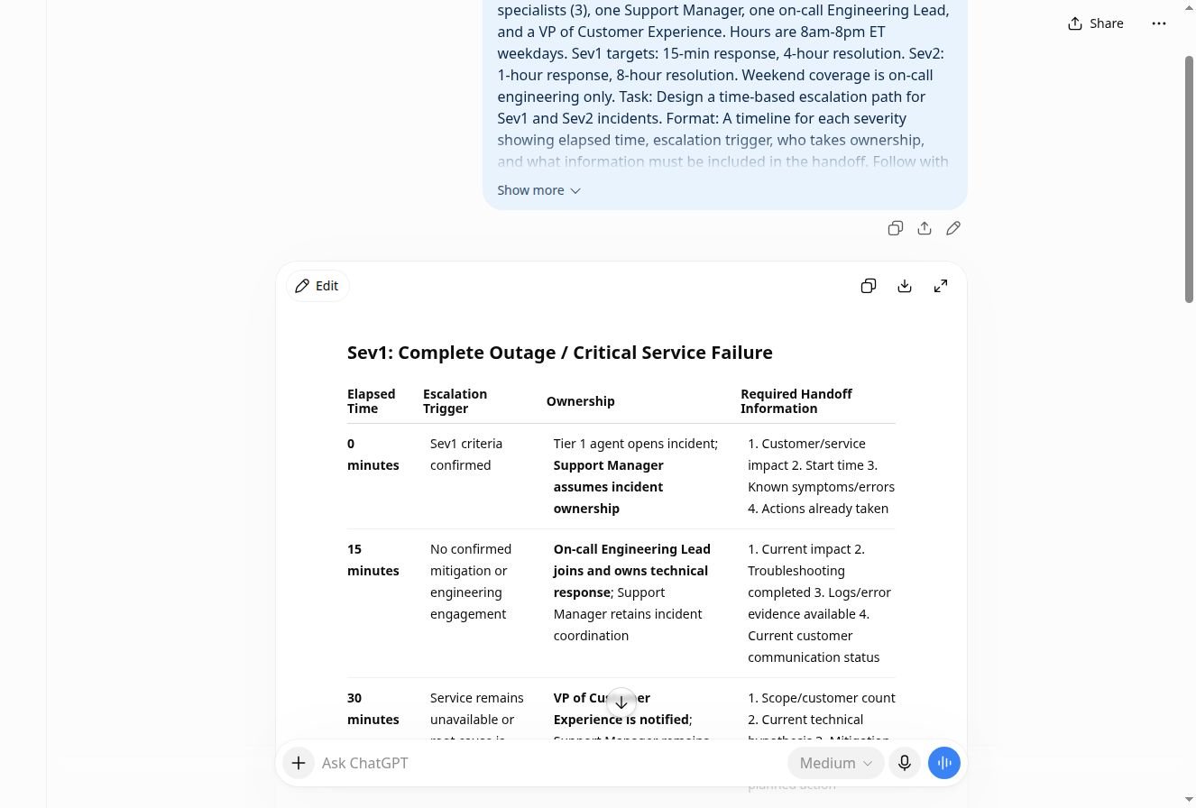 Real chatbot response for lab 3