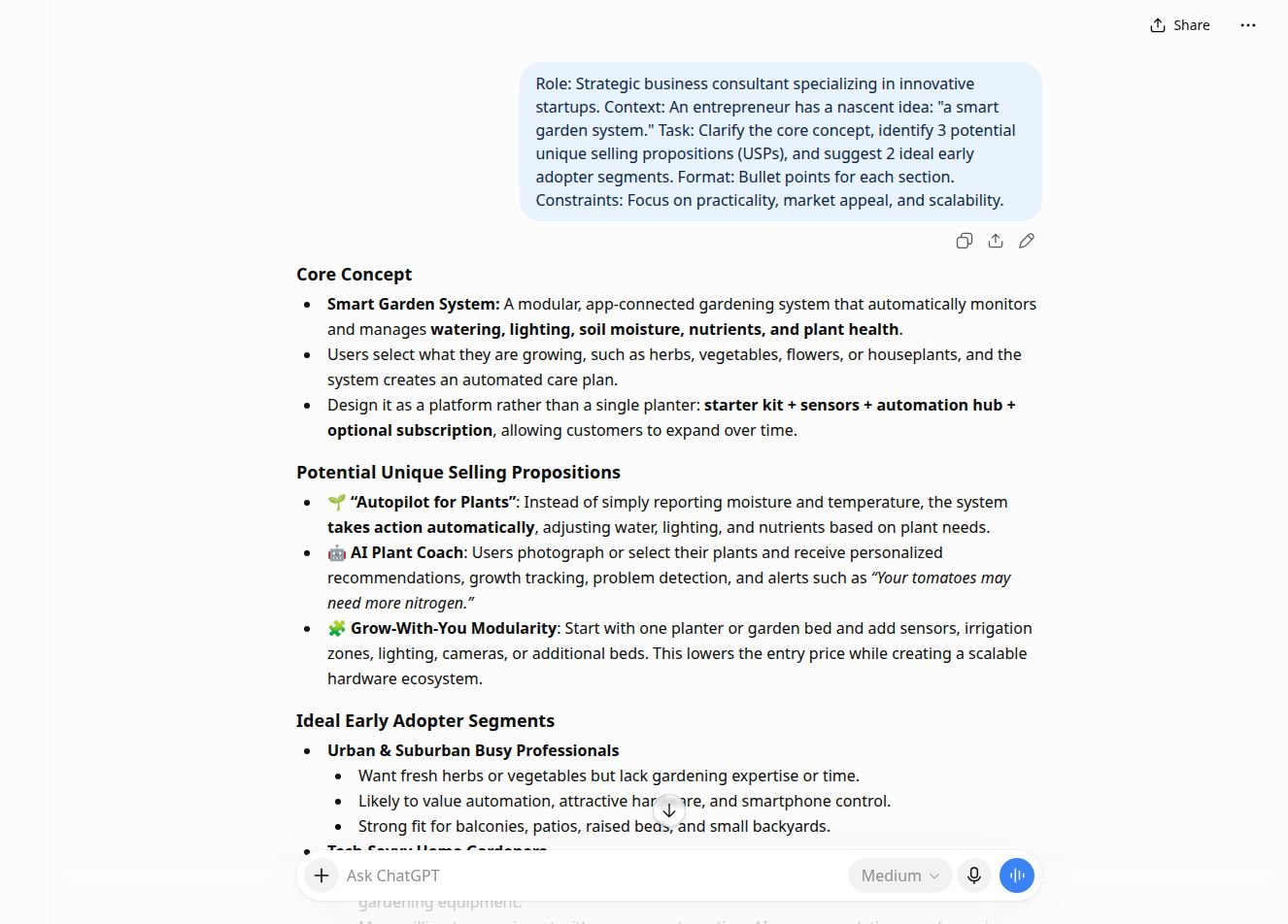 Real chatbot response for lab 1