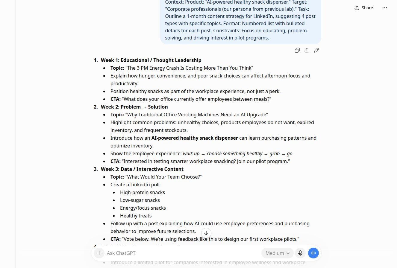 Real chatbot response for lab 3