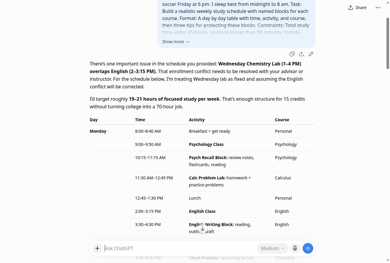 Real chatbot response for lab 2