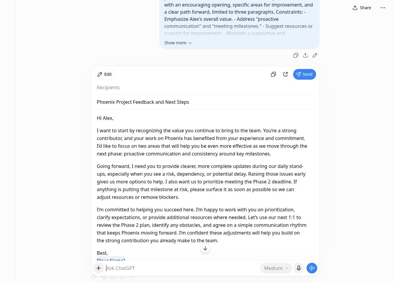 Real chatbot response for lab 1
