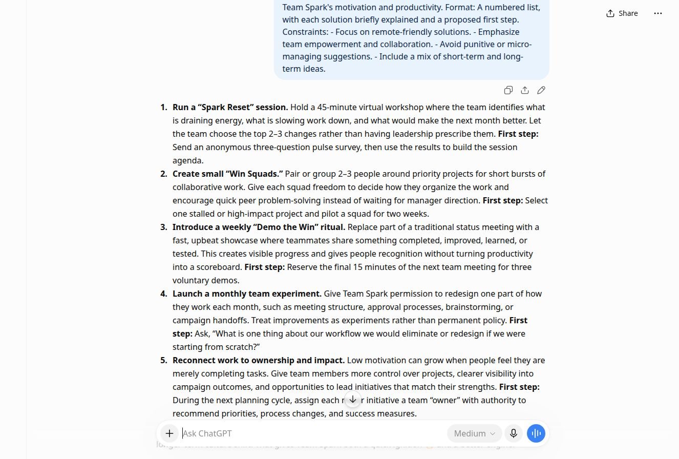 Real chatbot response for lab 2