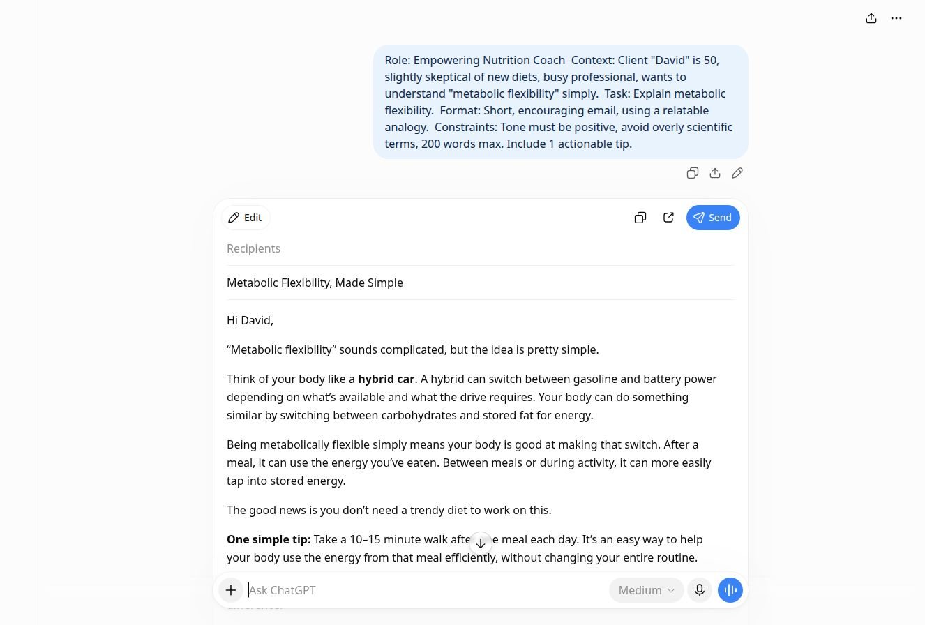 Real chatbot response for lab 2