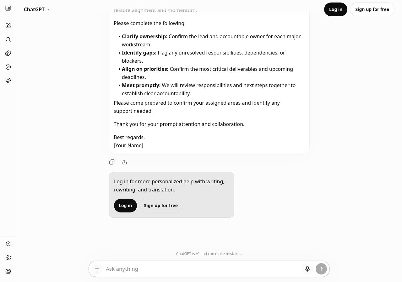 Real chatbot response for lab 1