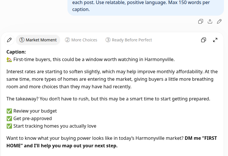 Real chatbot response for lab 3