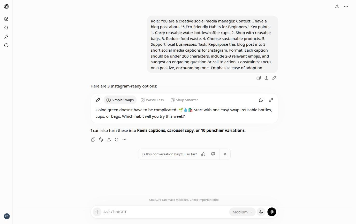 Real chatbot response for lab 3