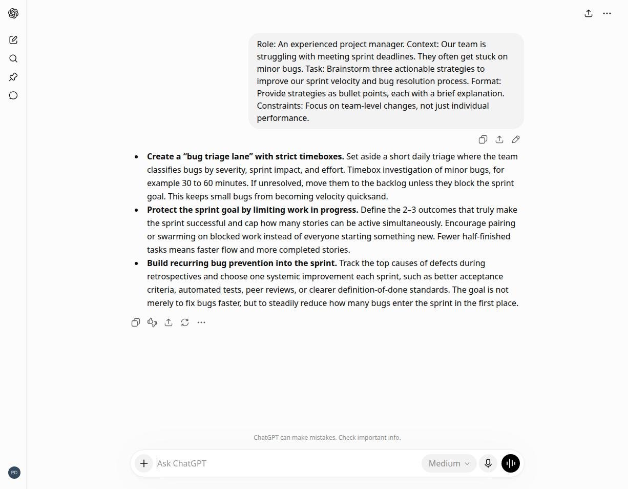 Real chatbot response for lab 1