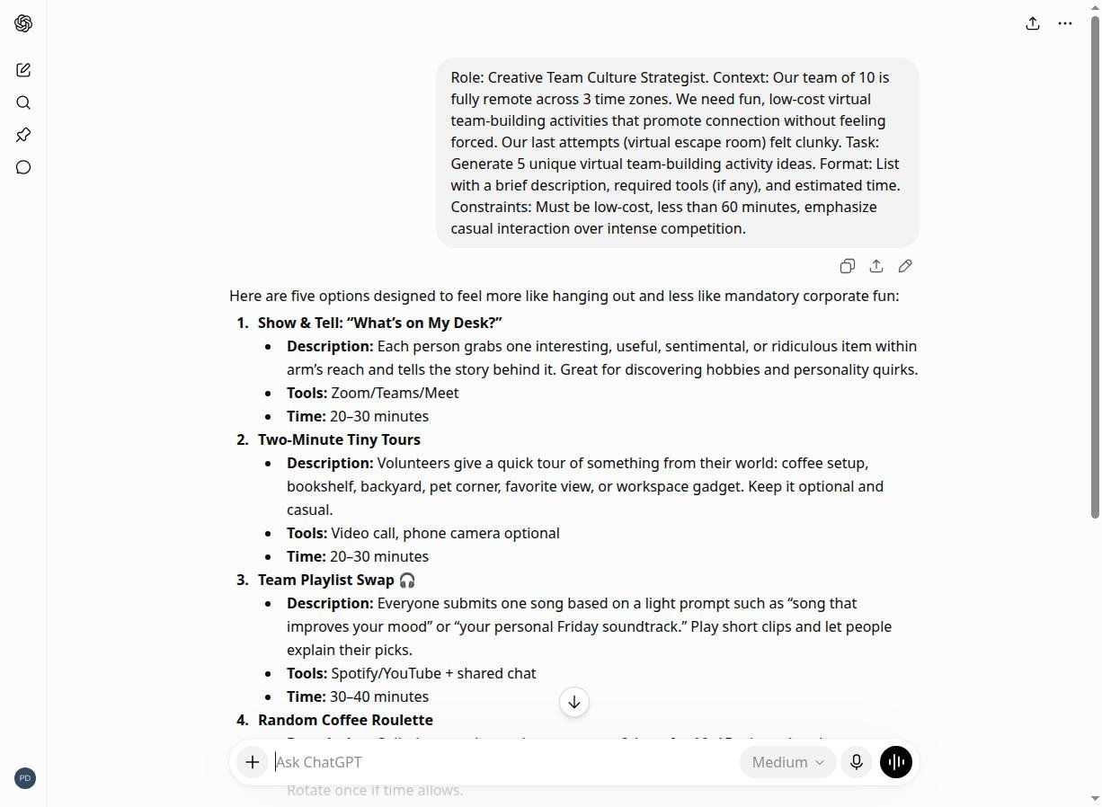 Real chatbot response for lab 3
